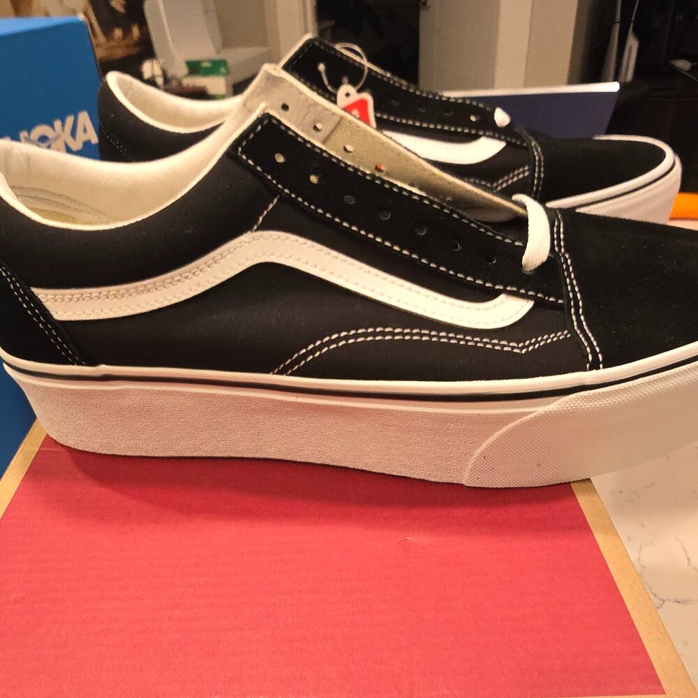 Vans Old Skool Stackform Platform Shoe Sneaker Suede Black Men's US 12 Skate NEW